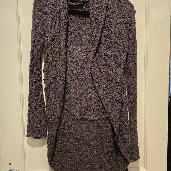 Anthropologie Grey Crocheted Cardigan - Size Small - Picture 2 of 7